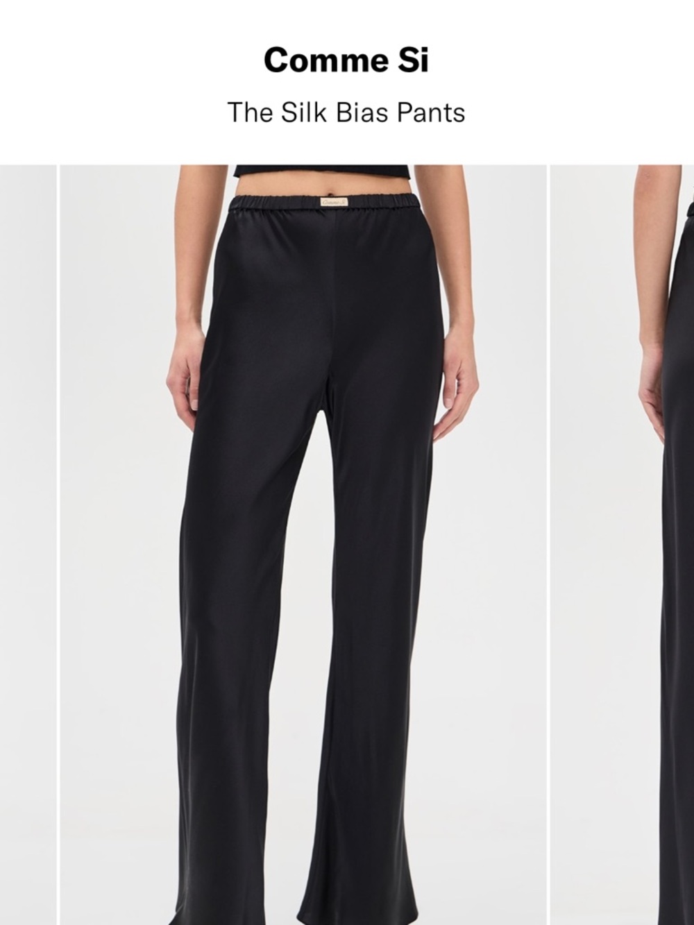 Comme Si Black Silk Straight-Leg Pants